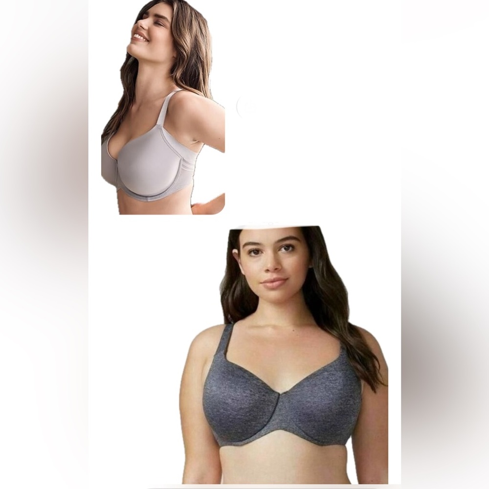 Cacique T-shirt Bra & Felina Side Smothing Lot of 2 Women's Size 38DDD Bras GUC